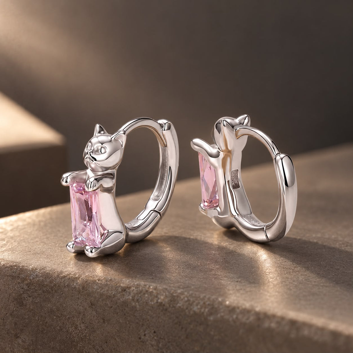 925 Sterling Silver White Gold Plated 1.2x0.4cm Pavé CZ Hoop Earrings for Women