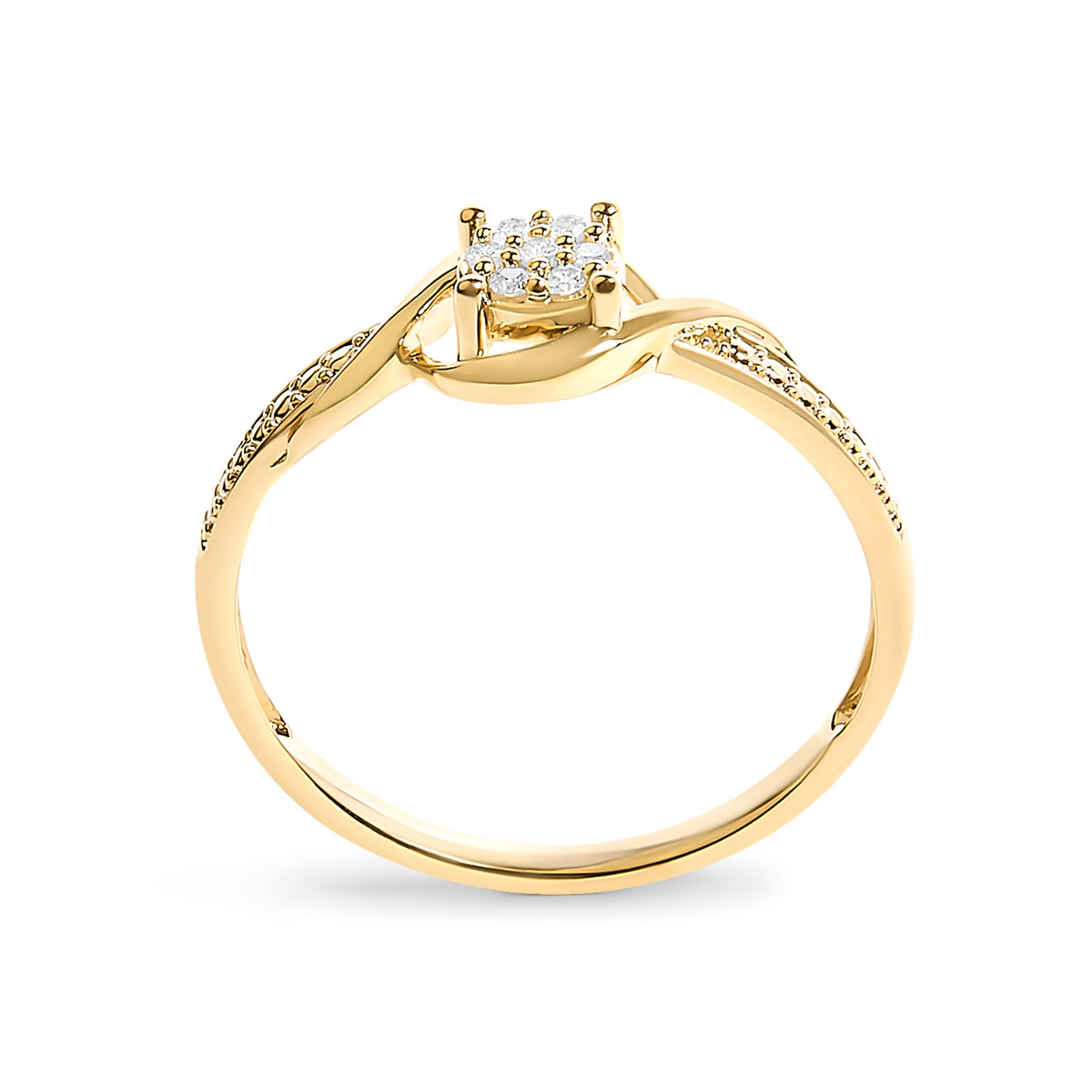 Yellow Gold Diamond Cluster Promise Ring