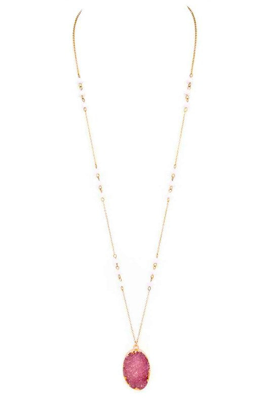 Genuine Druzy Long Pendant Necklace - Undeniably LUXE