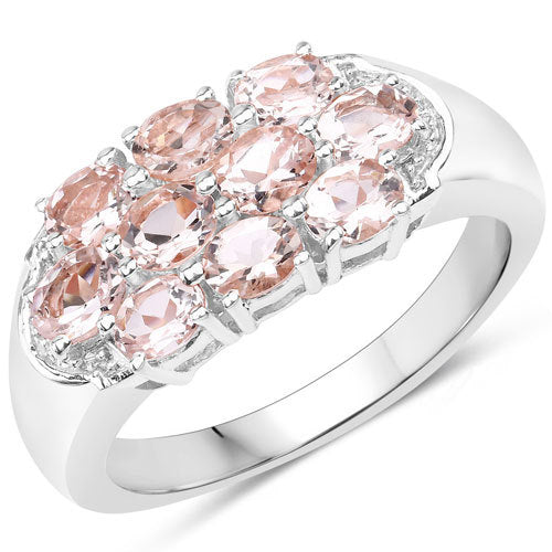 Sterling Silver Morganite Oval Prong Set Ring