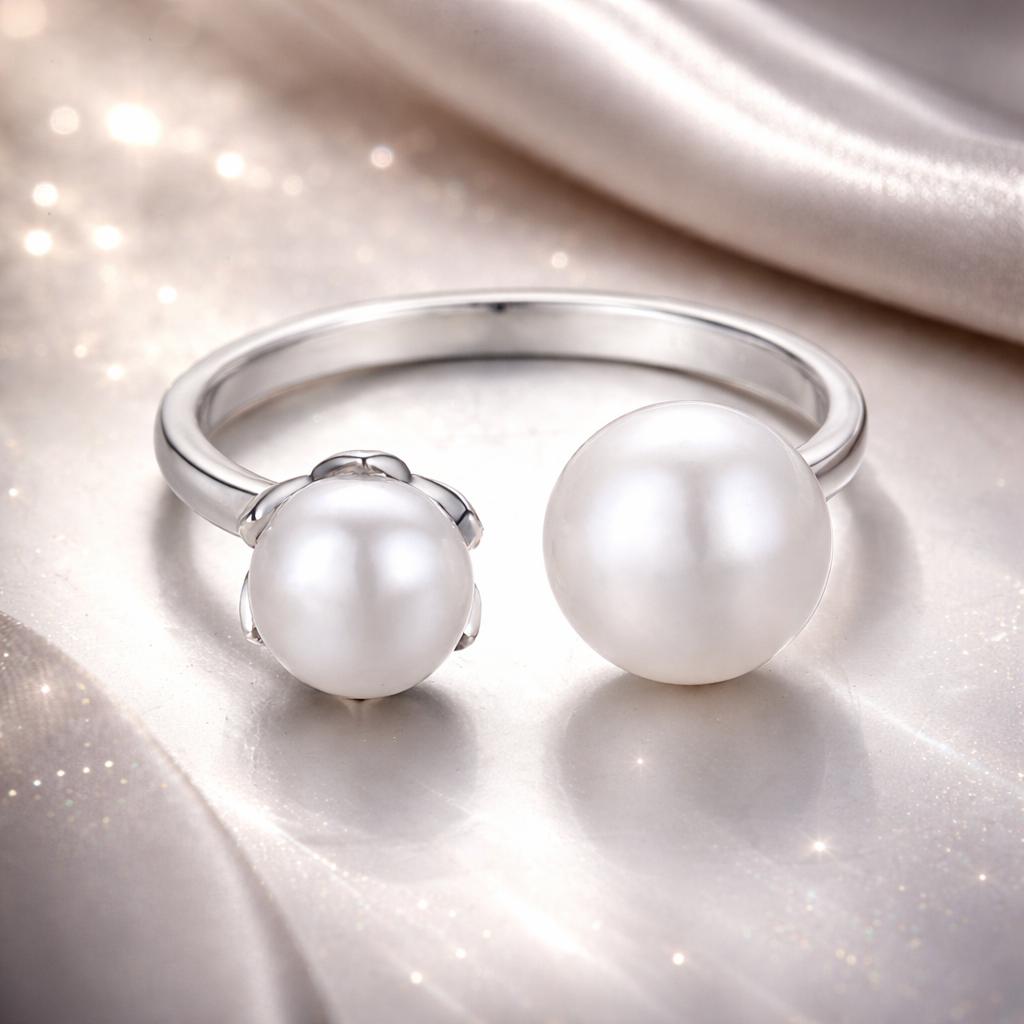 Sterling Silver Beaded Adjustable Ring