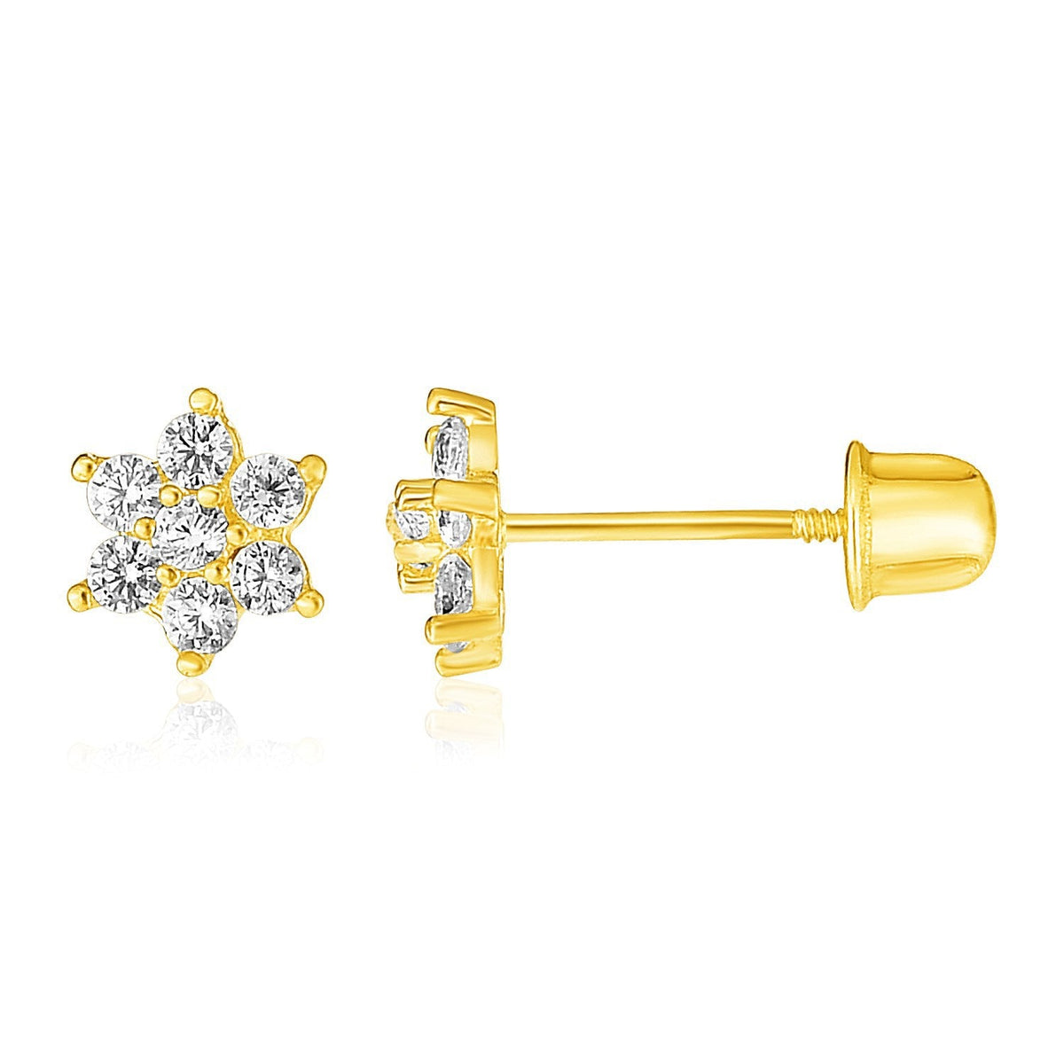 14K Yellow Gold Flower Children's Earrings
