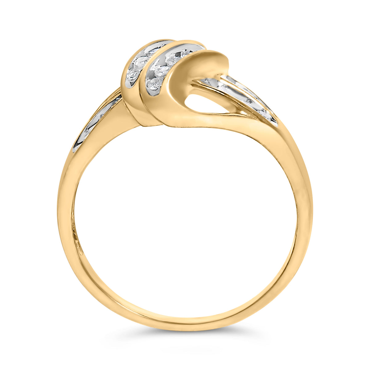 10K Yellow Gold Plated Sterling Silver 1.0 Cttw Diamond Flower Cluster Ring