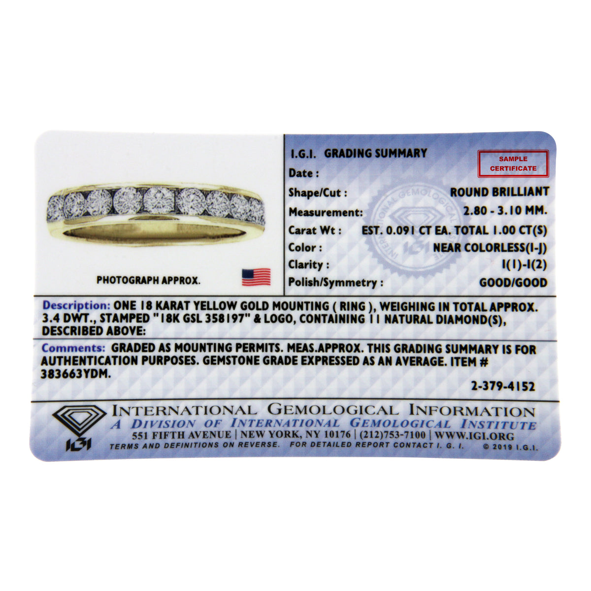 18K Yellow Gold 1.0 Cttw Round Diamond Channel Set Anniversary Band
