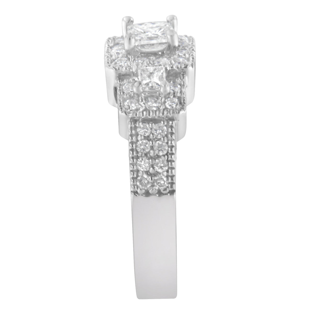 14K White Gold Diamond Three Stone Ring