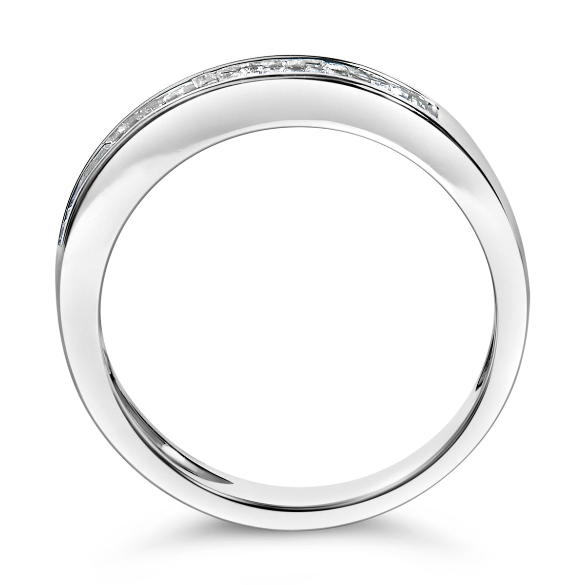 Undeniablyluxe Fine Jewelry Baguette Diamond Channel-Set Sterling Silver Stacking Ring