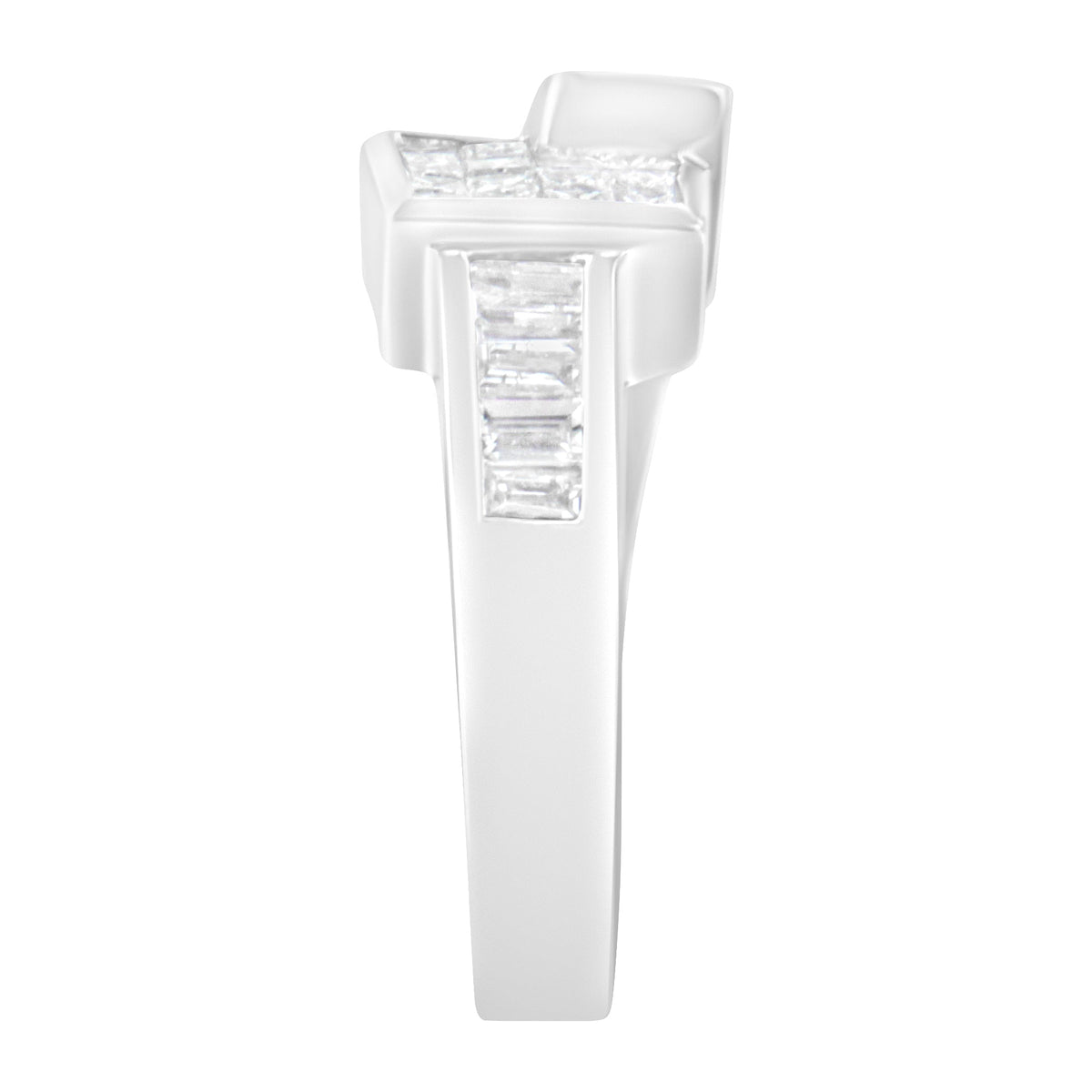 Undeniablyluxe Fine Jewelry 14k White Gold Princess And Baguette Diamond Ring