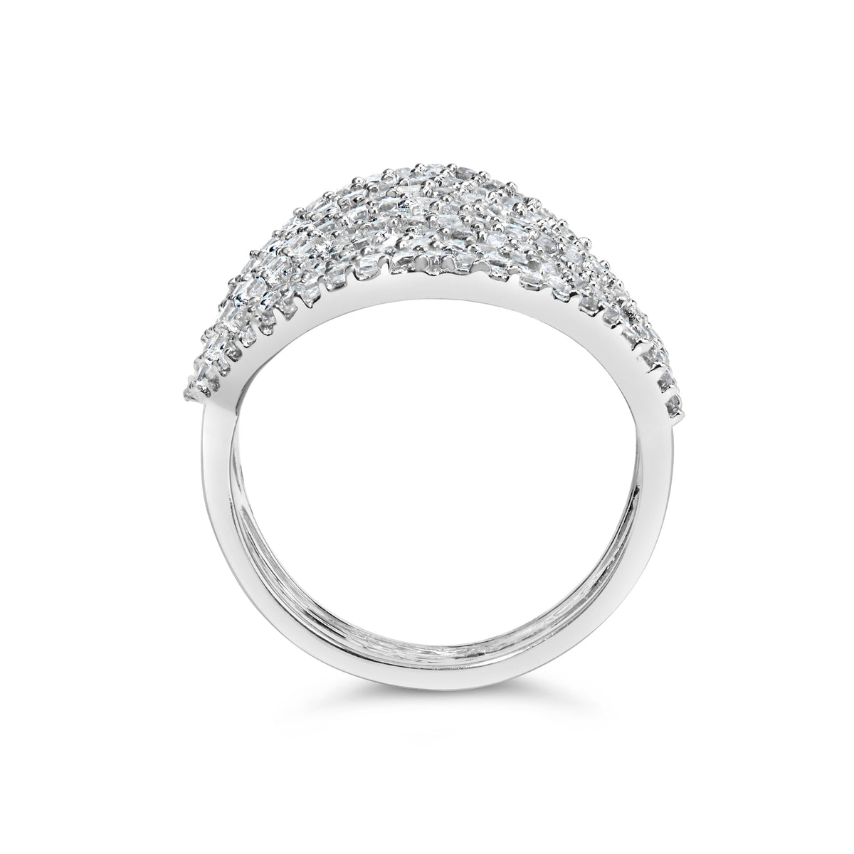10K White Gold Princess Diamond Swirl Cocktail Ring