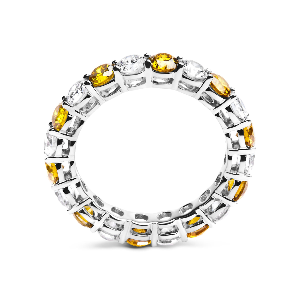 14K White Gold Alternating White and Yellow Lab-Grown Diamond Eternity Band Ring