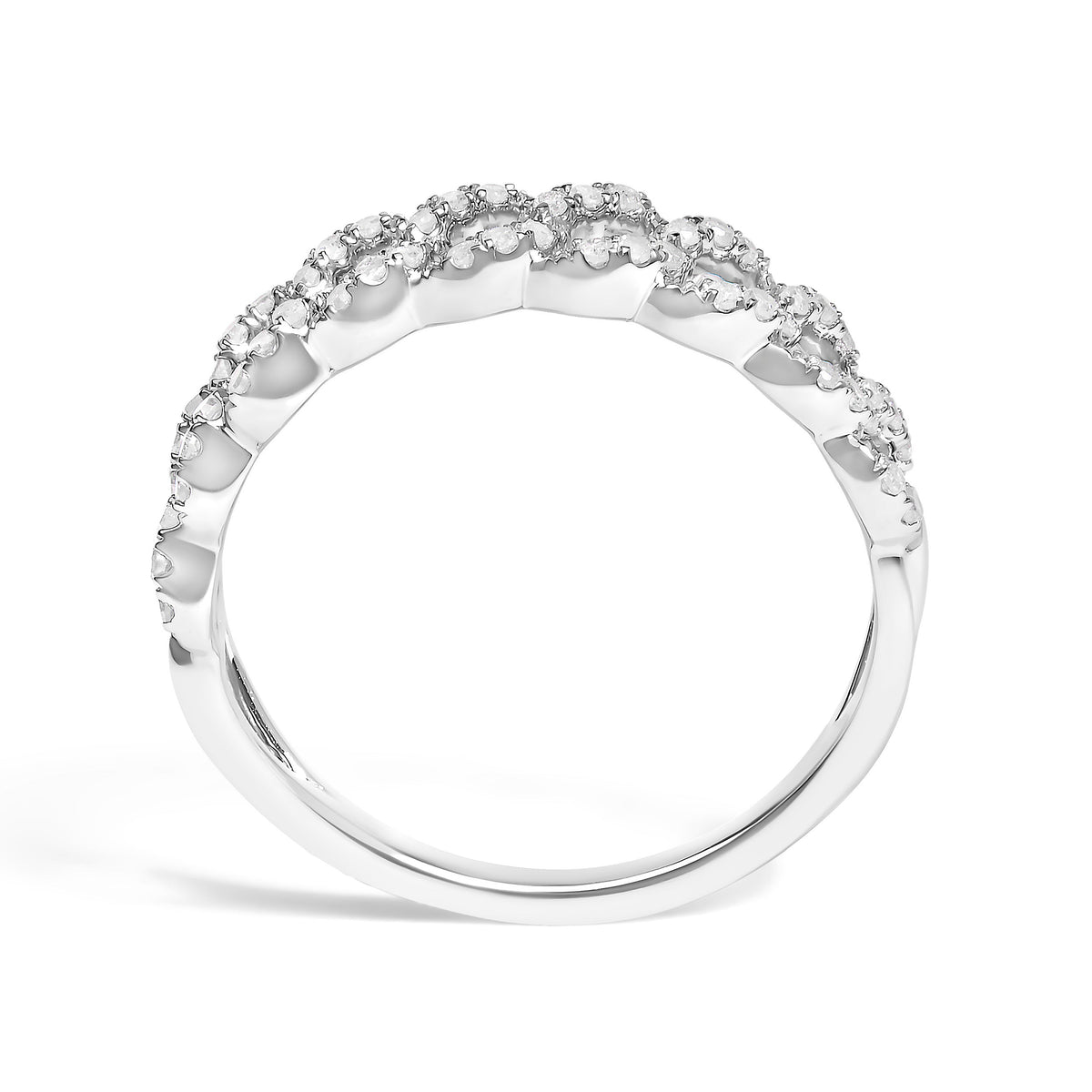 Sterling Silver Diamond Curb Link Band Ring