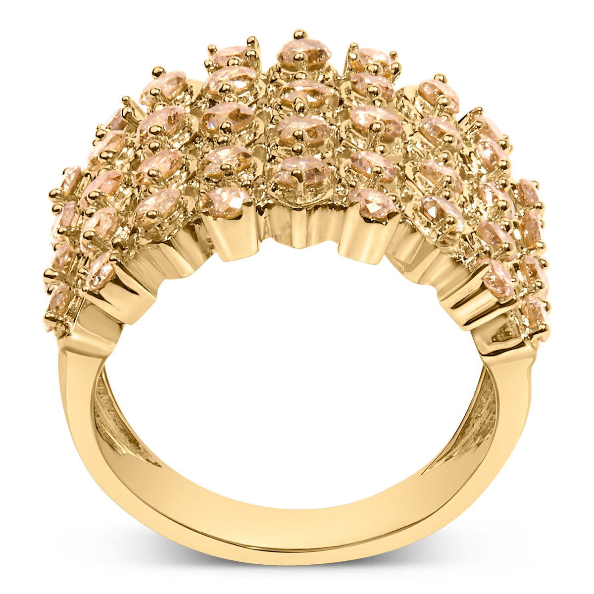 10K Yellow Gold Brown Diamond Mesh Link Cocktail Ring