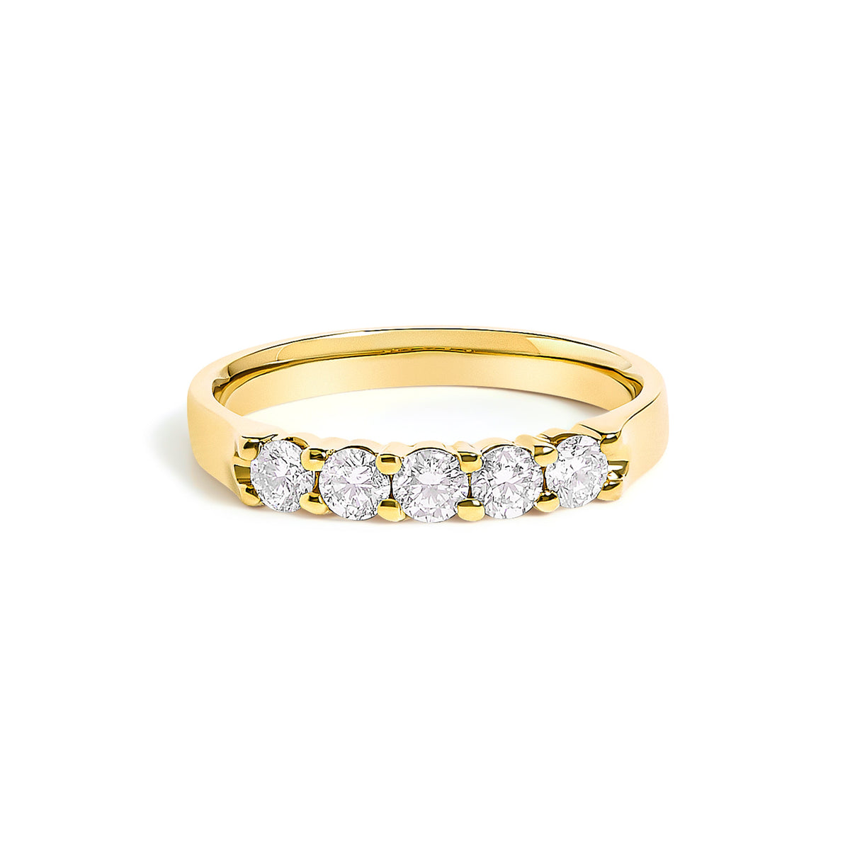 14K White Gold 1/2 Carat Diamond 5-Stone Band Ring