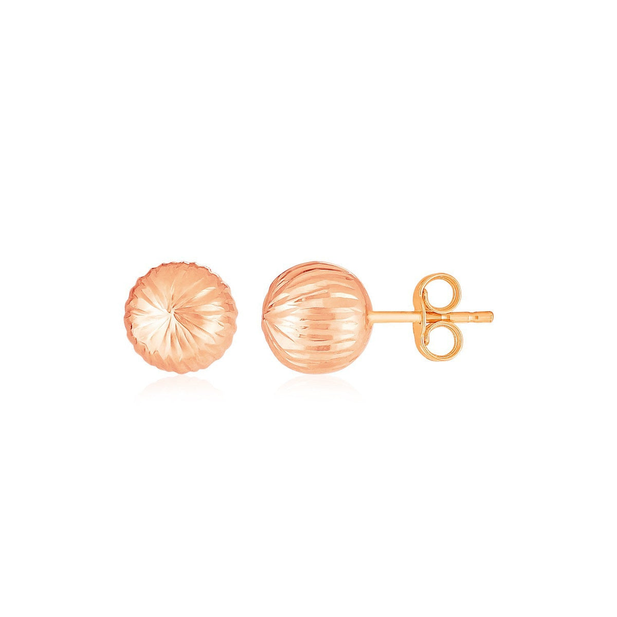 14K Rose Gold Textured Ball Stud Earrings