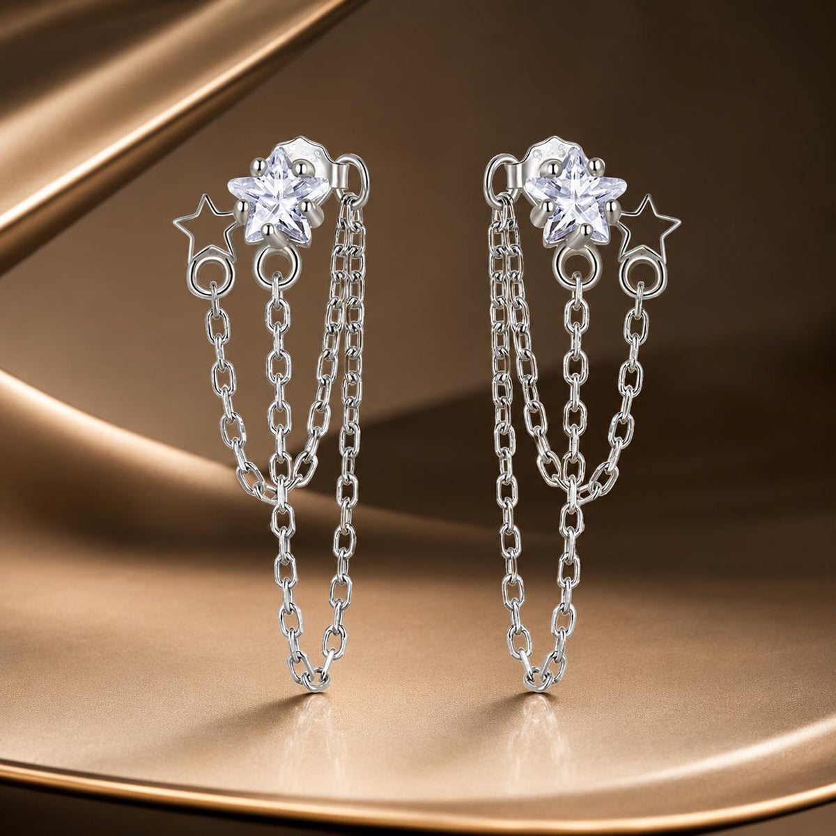 Sterling Silver Pavé CZ Drop Earrings