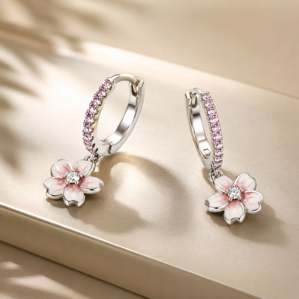 Sterling Silver Cubic Zirconia and Enamel Earrings