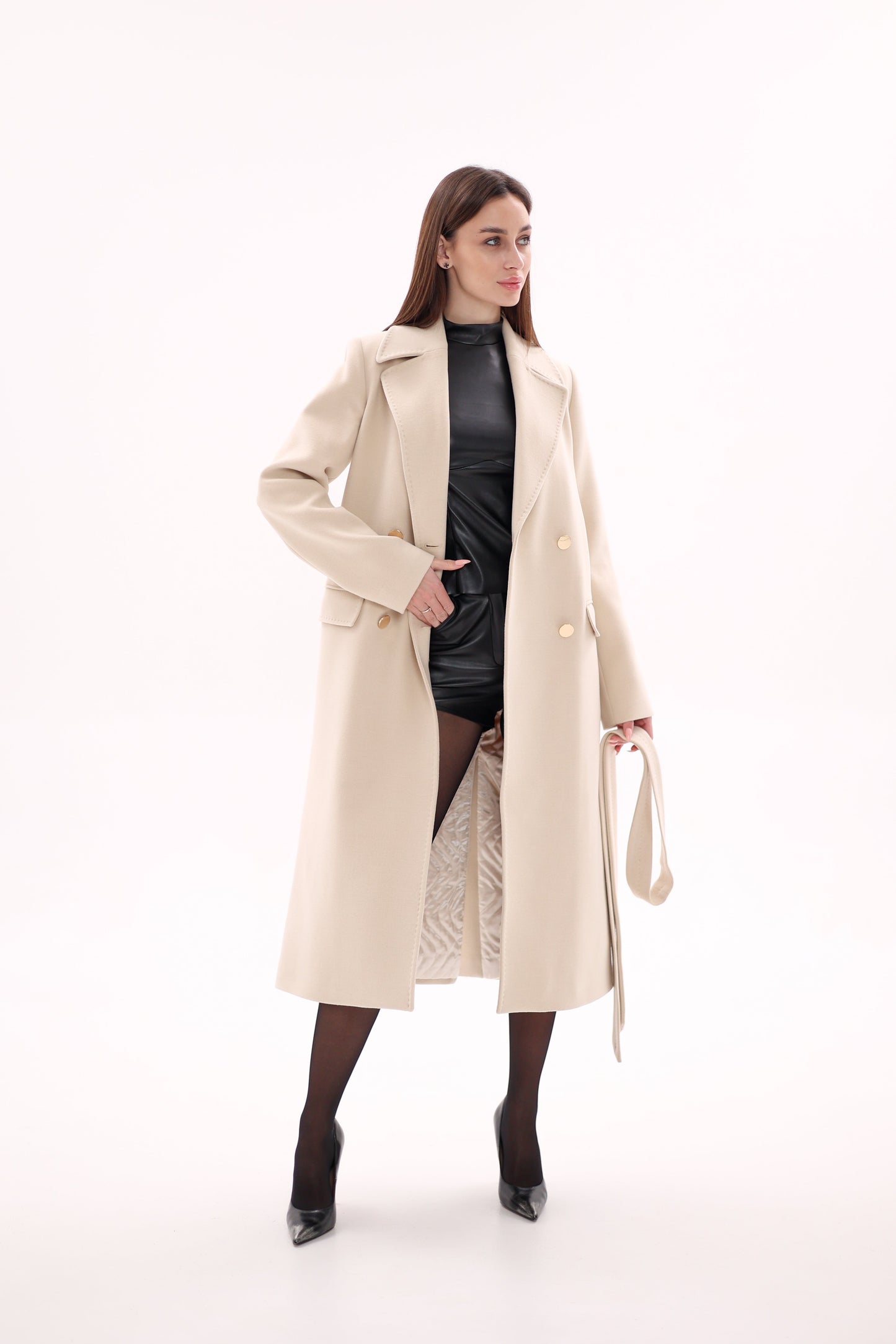 Denise Cashmere Blend Overcoat Nude