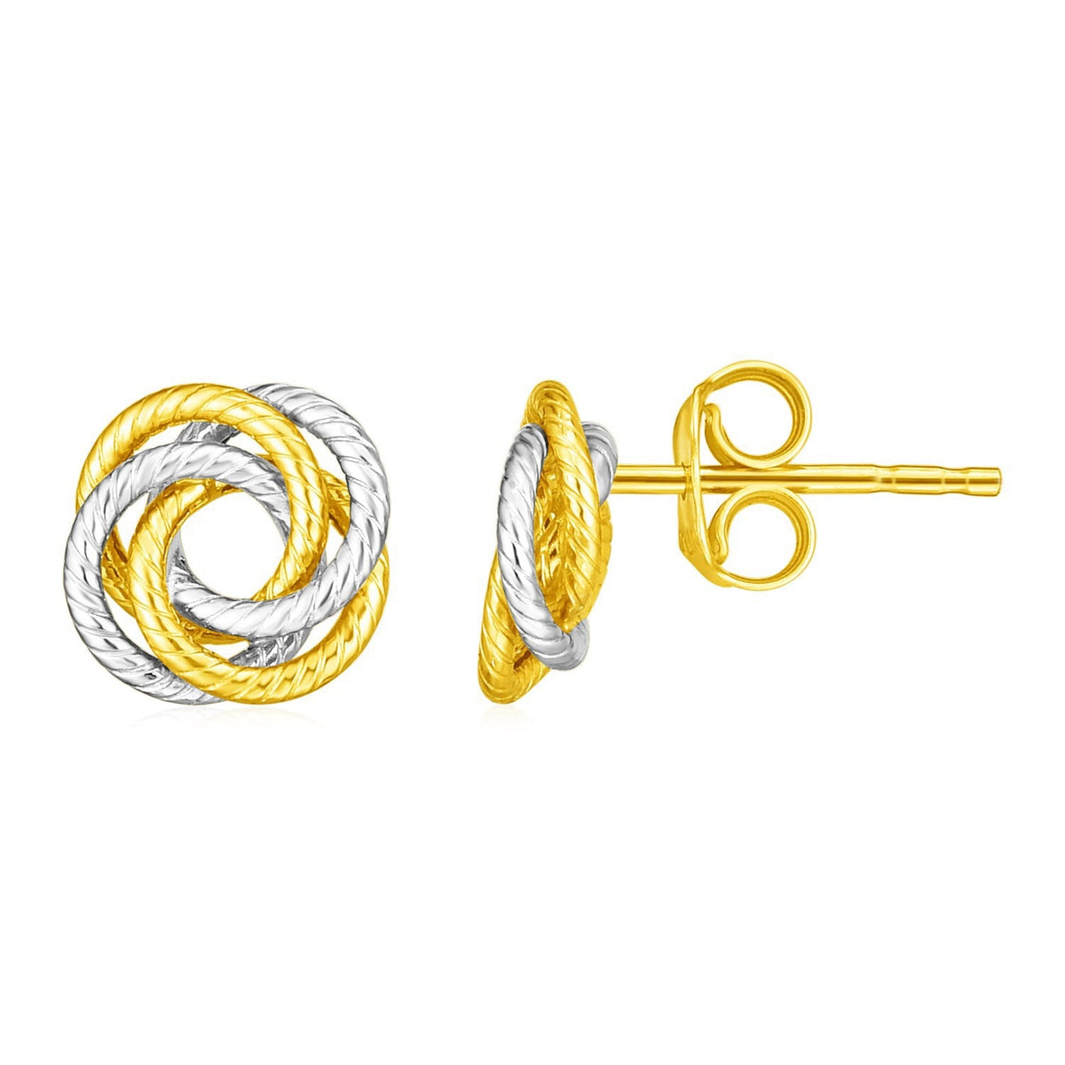 14K Two-Tone Gold Love Knot Earrings