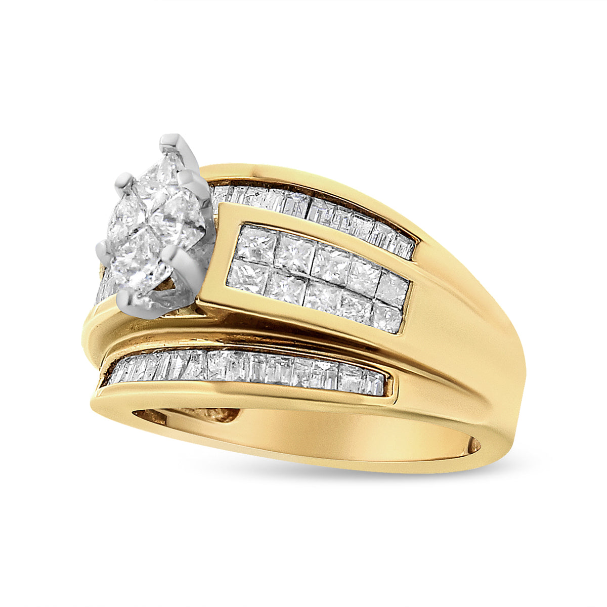 Undeniablyluxe Fine Jewelry Marquise Multi-Cut Diamond Ring In 14k Yellow Gold