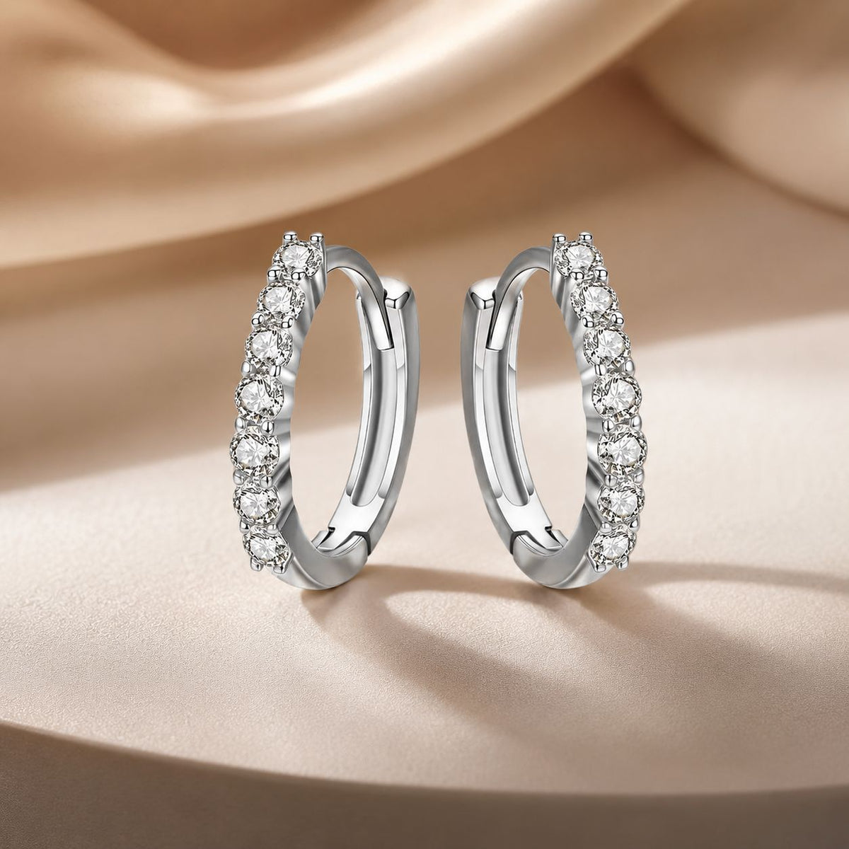 Sterling Silver Cubic Zirconia Pavé Stud Earrings