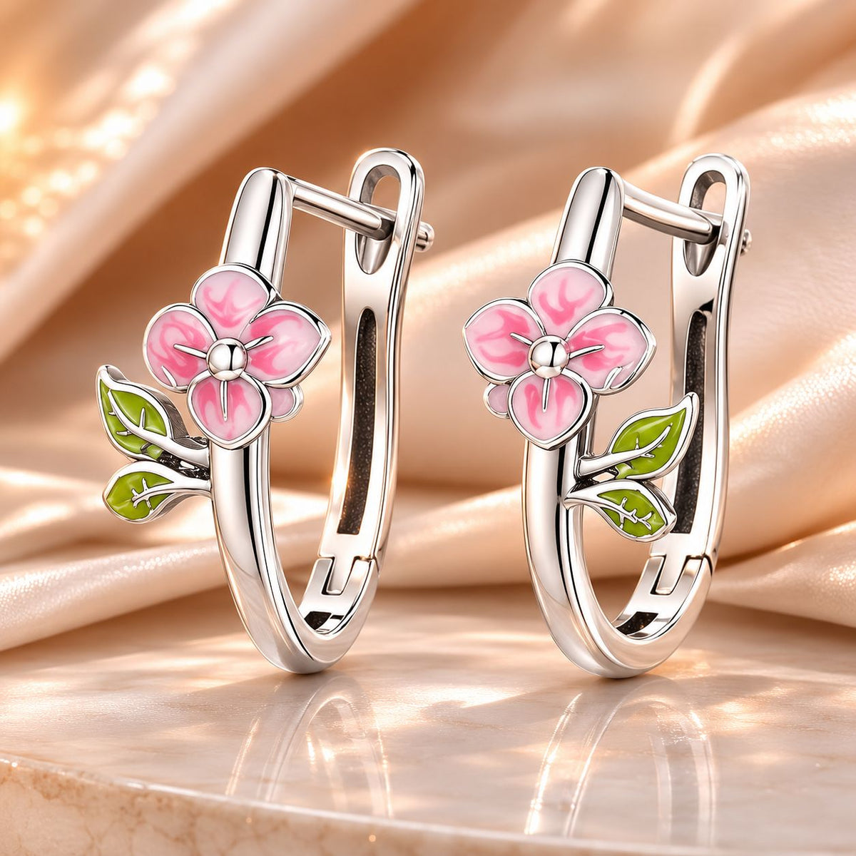 Sterling Silver Enamel Oxidized Earrings