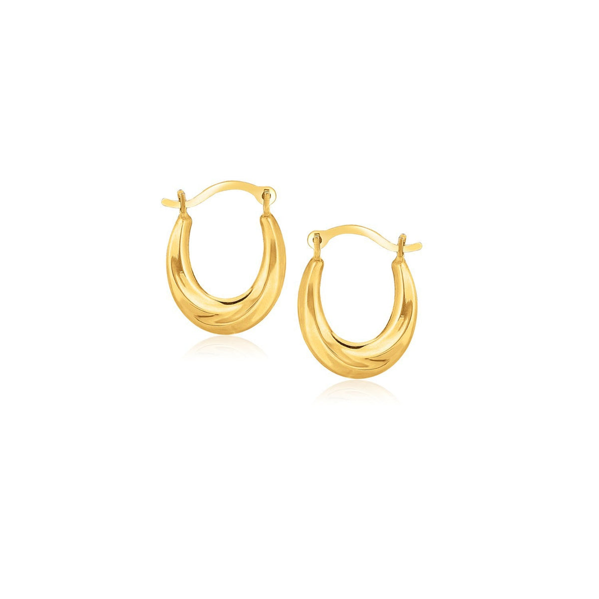 10K Yellow Gold Twisted Oval Hoop Earrings