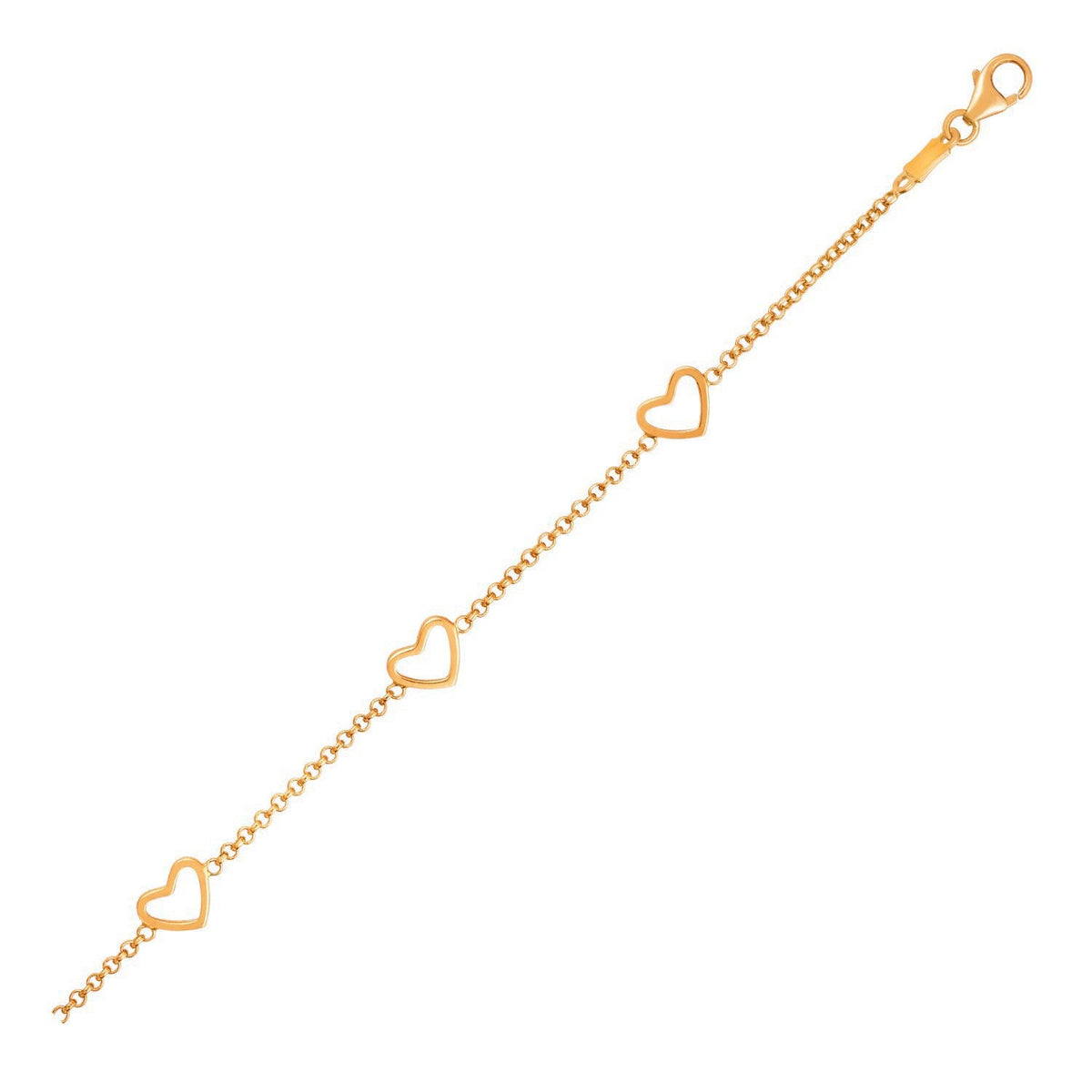 14K Yellow Gold Heart Bracelet