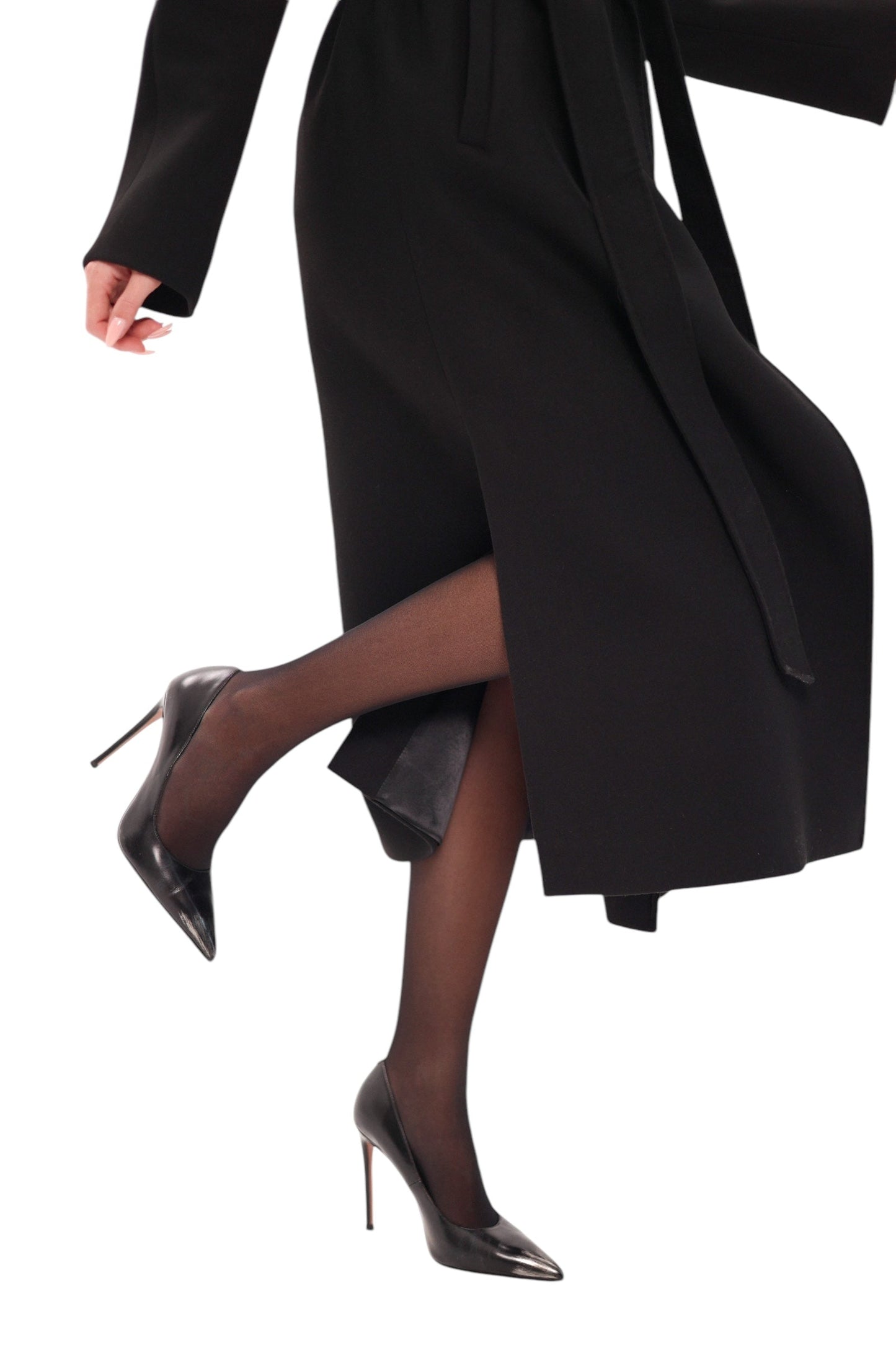 Cambridge Comfort Wraparound Wool Cashmere Coat Black