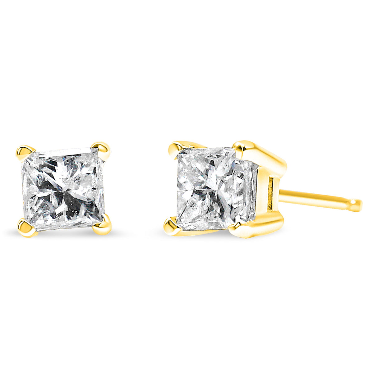 14K White Gold Princess-Cut Diamond Stud Earrings