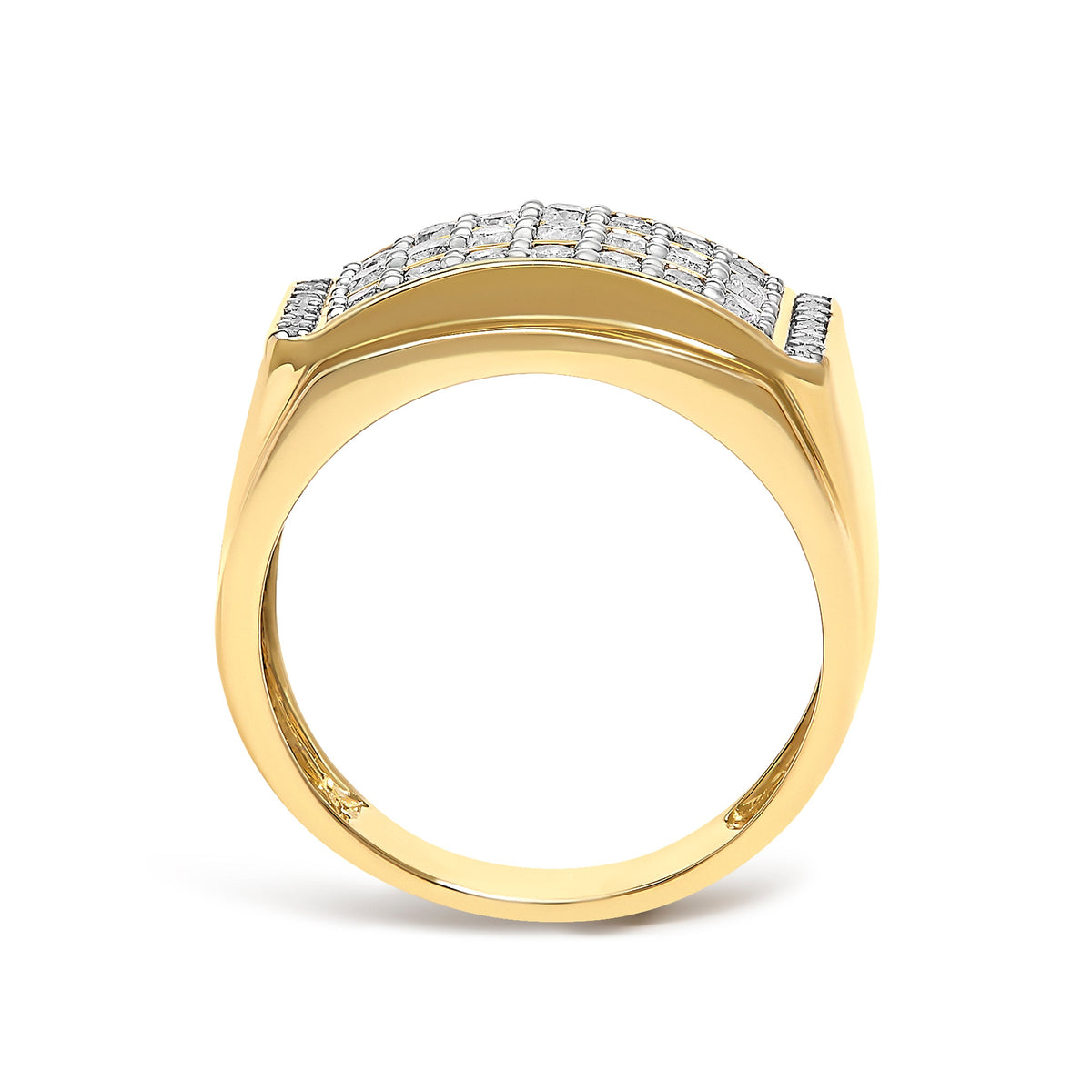 14K Yellow Gold Plated Sterling Silver 3/4 Cttw Diamond Band Ring