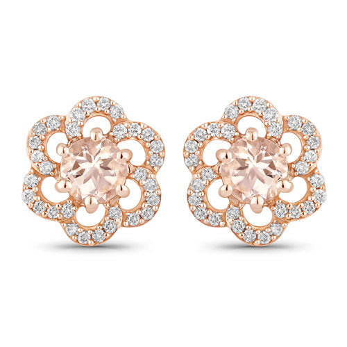 Rose Gold Morganite and Diamond Floral Earrings