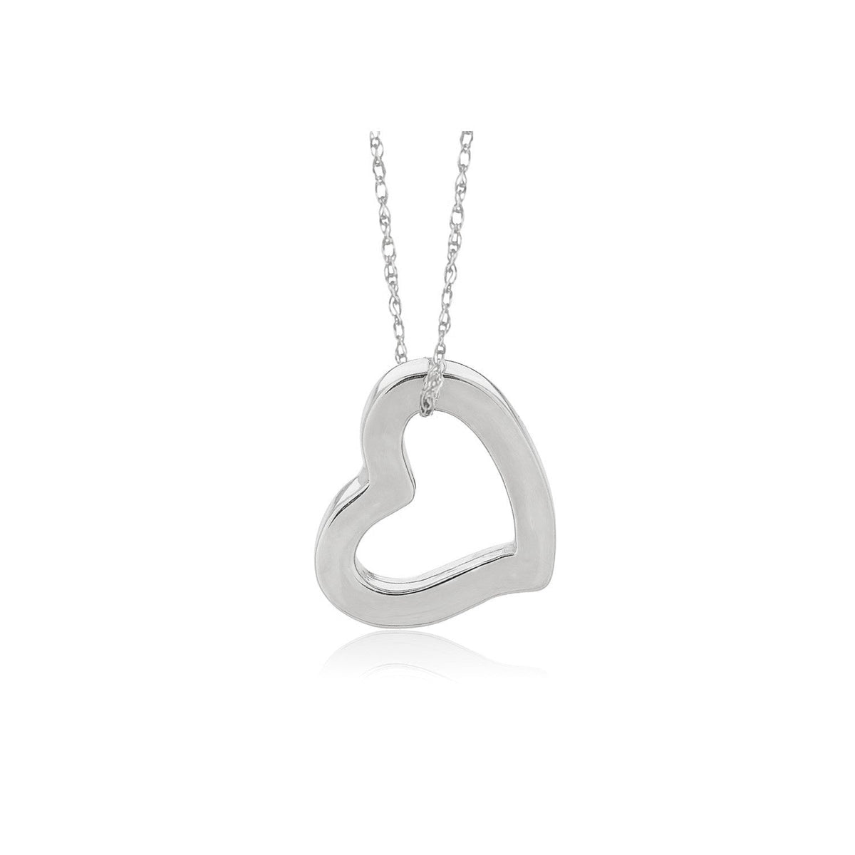 14K White Gold Heart Pendant Necklace