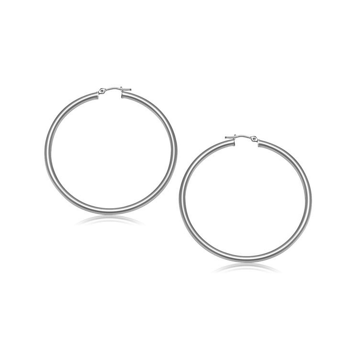 10K White Gold Polished Hoop Earrings