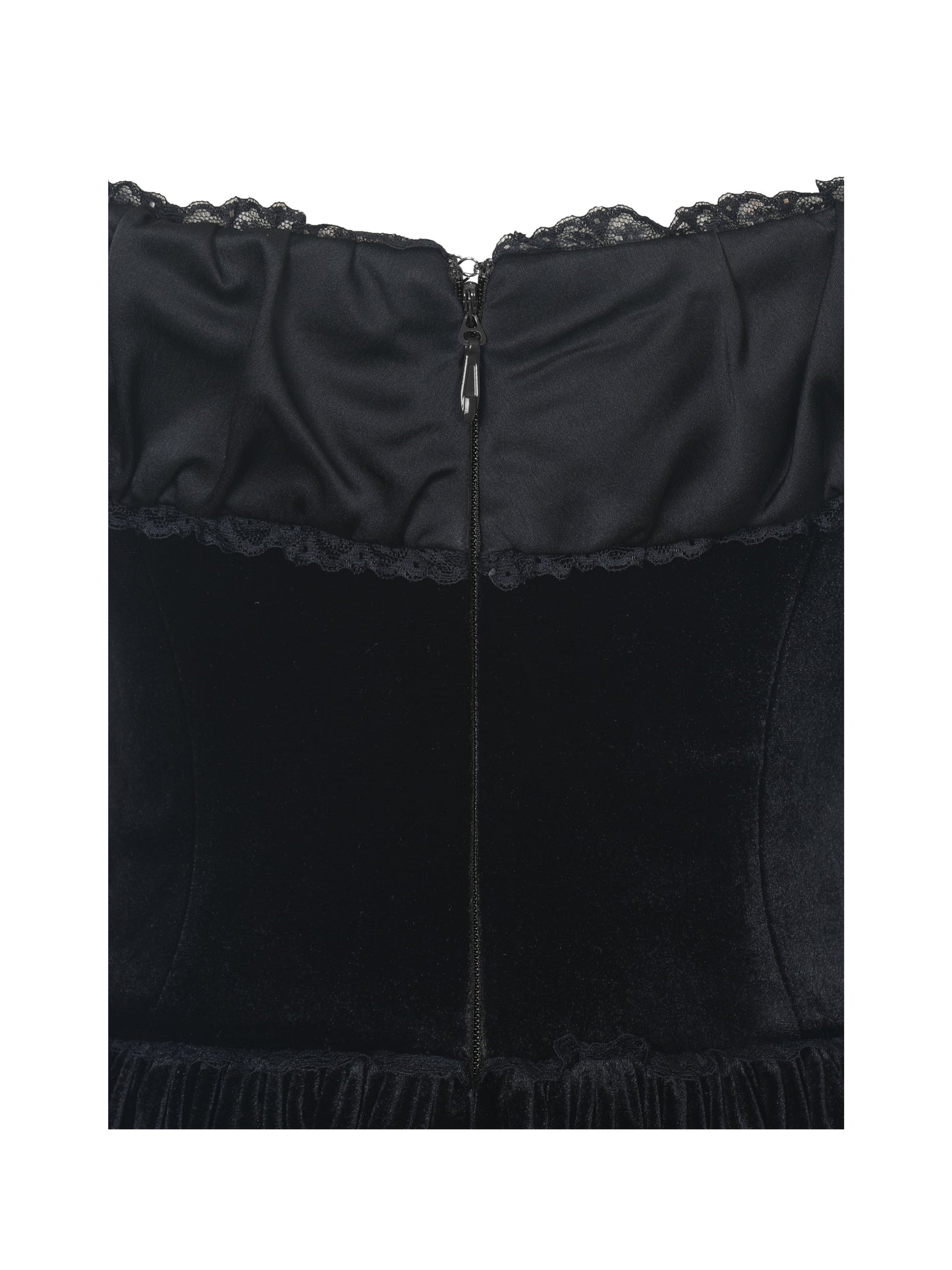 Daisha Black Lace Trimmed Off-Shoulder Ruched Mini Dress