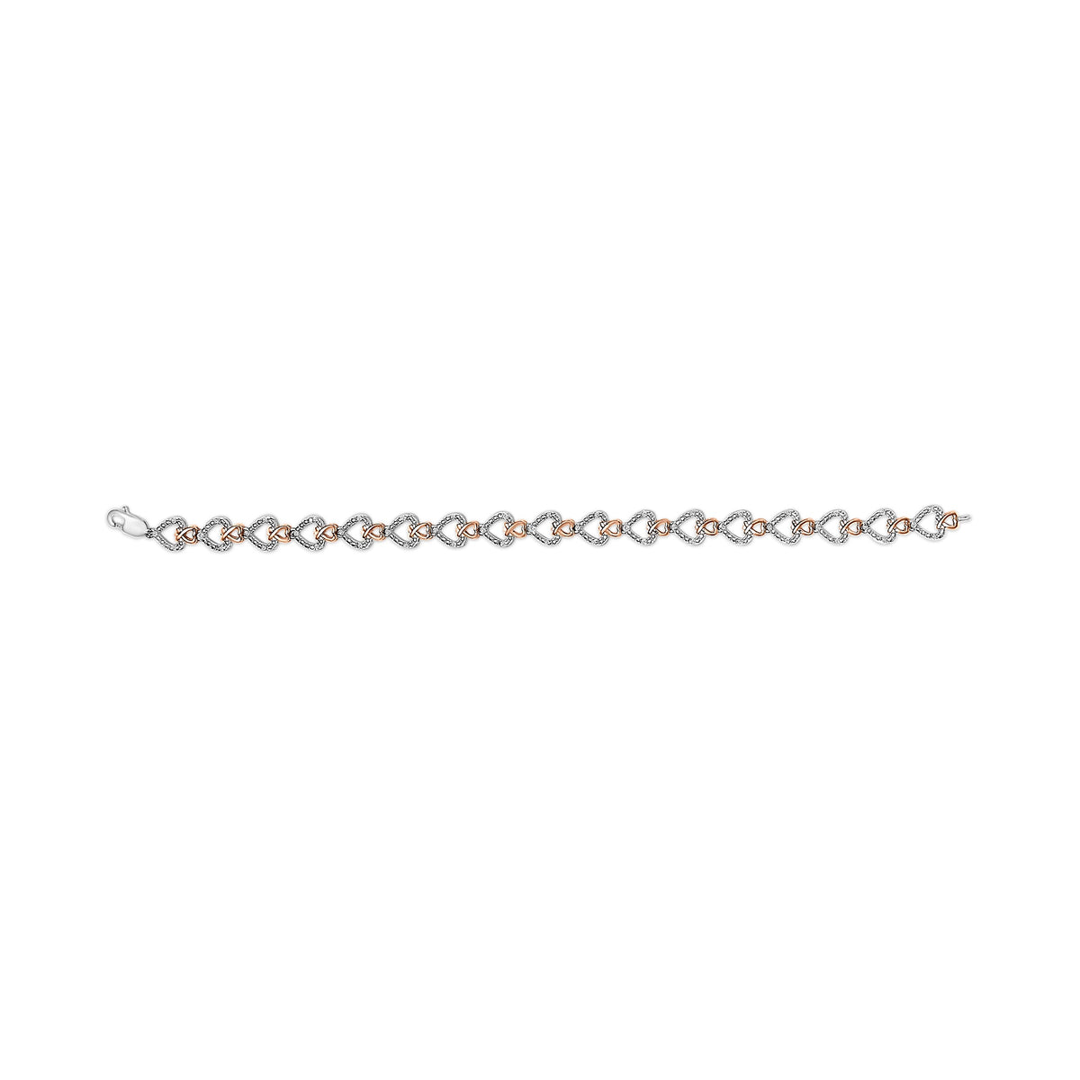 10K Rose and White Gold Diamond Infinity Loop and Swirl Link Bracelet