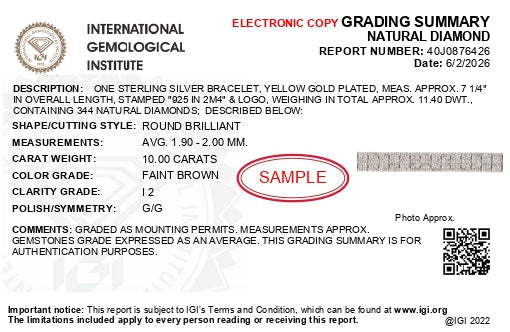 IGI Certified 10 ct Diamond Four-Row Tennis Bracelet in 14K Gold-Plated Silver