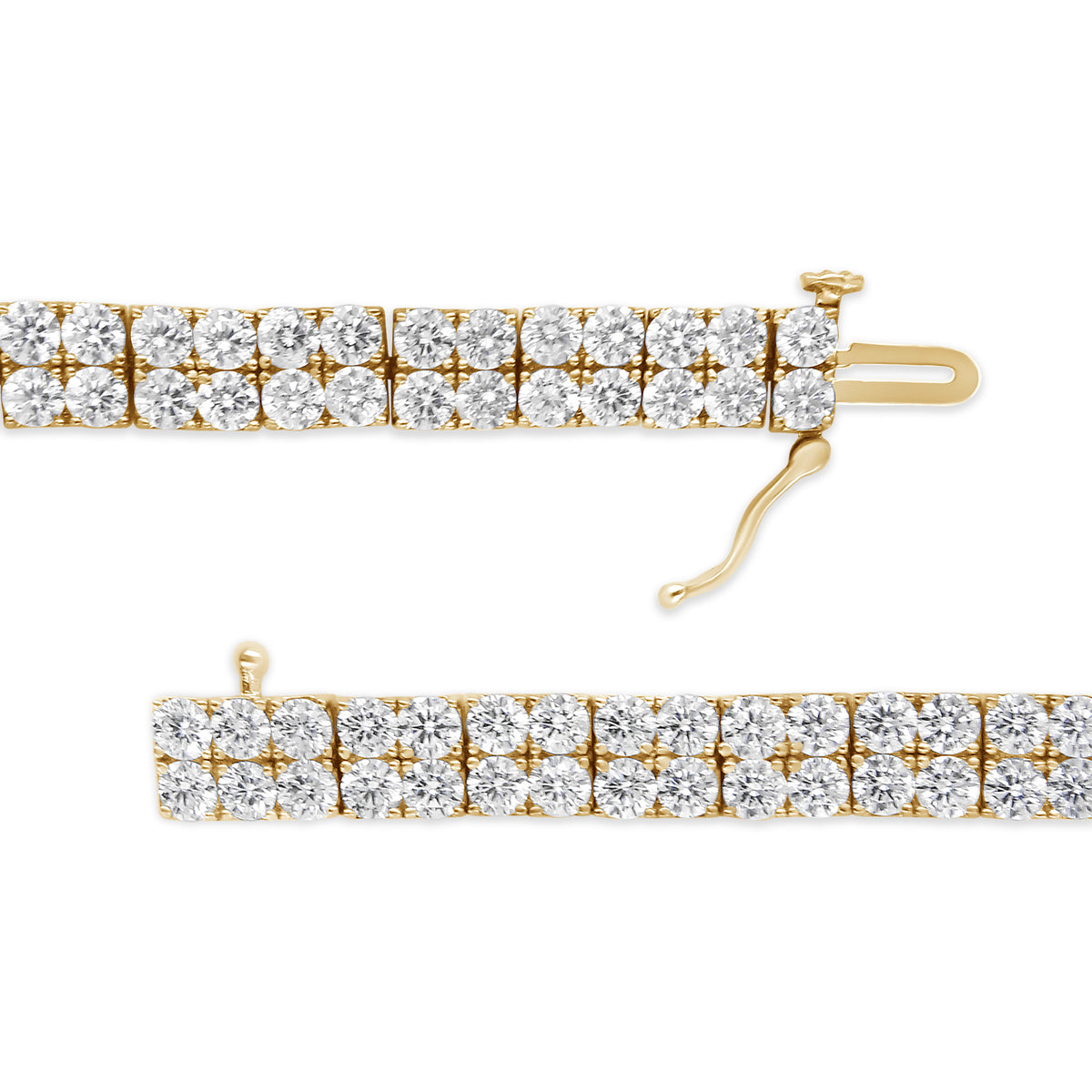14K Yellow Gold 10.0 Cttw Diamond 2 Row Tennis Bracelet