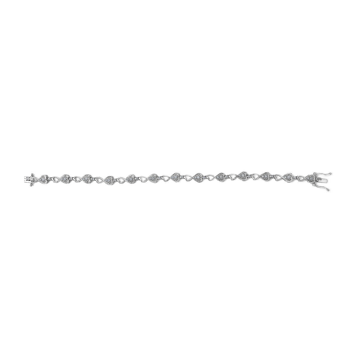 Sterling Silver Diamond Infinity Heart Link Bracelet