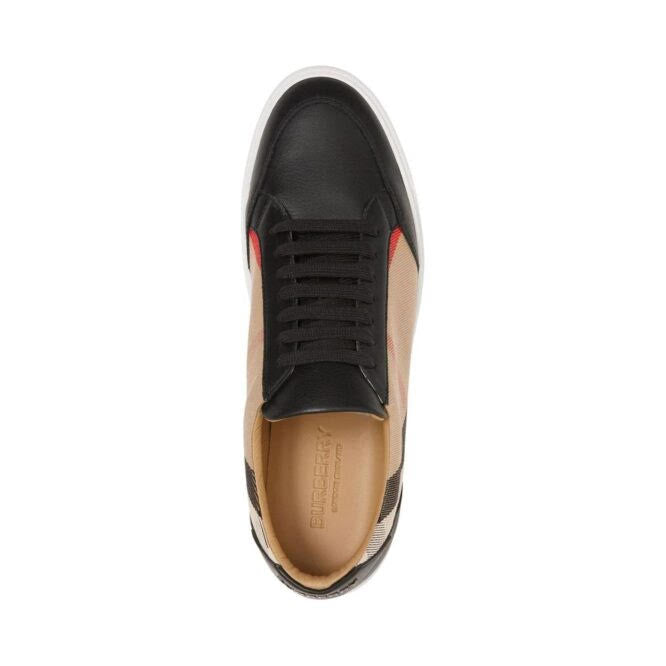 Burberry Salmond Vintage Check Low-Top Sneakers in Black Leather