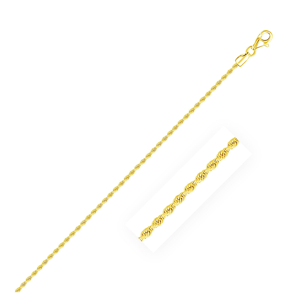 14K Yellow Gold Diamond Cut Rope Anklet