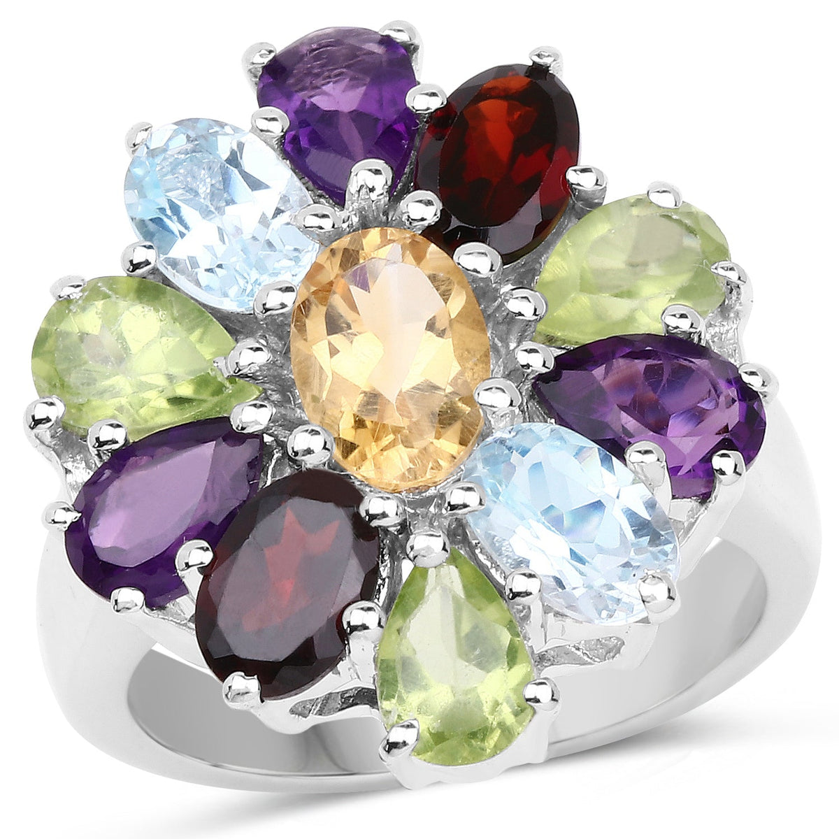 Multi-Stone Floral Ring
