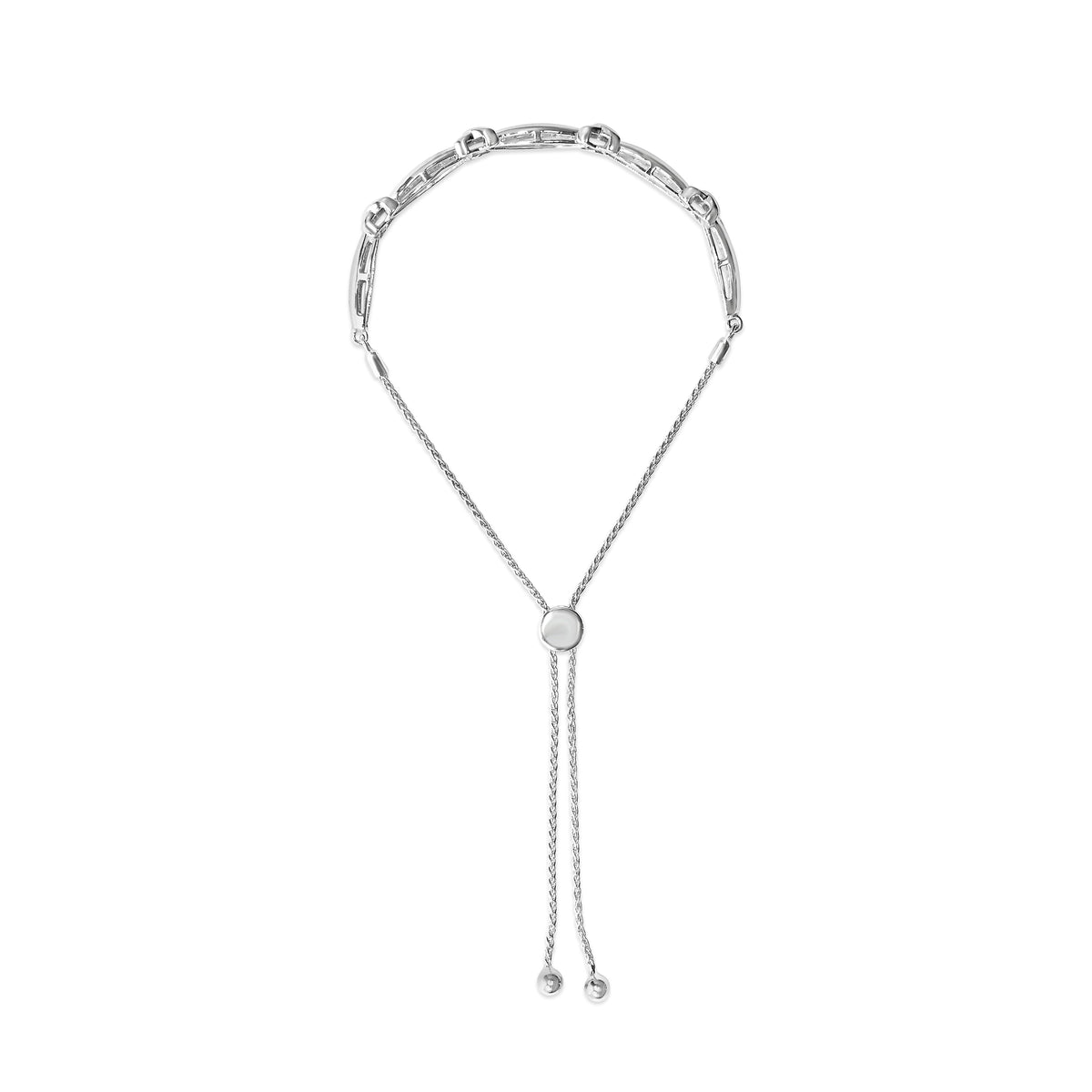 Sterling Silver Diamond X Link Bolo Bracelet
