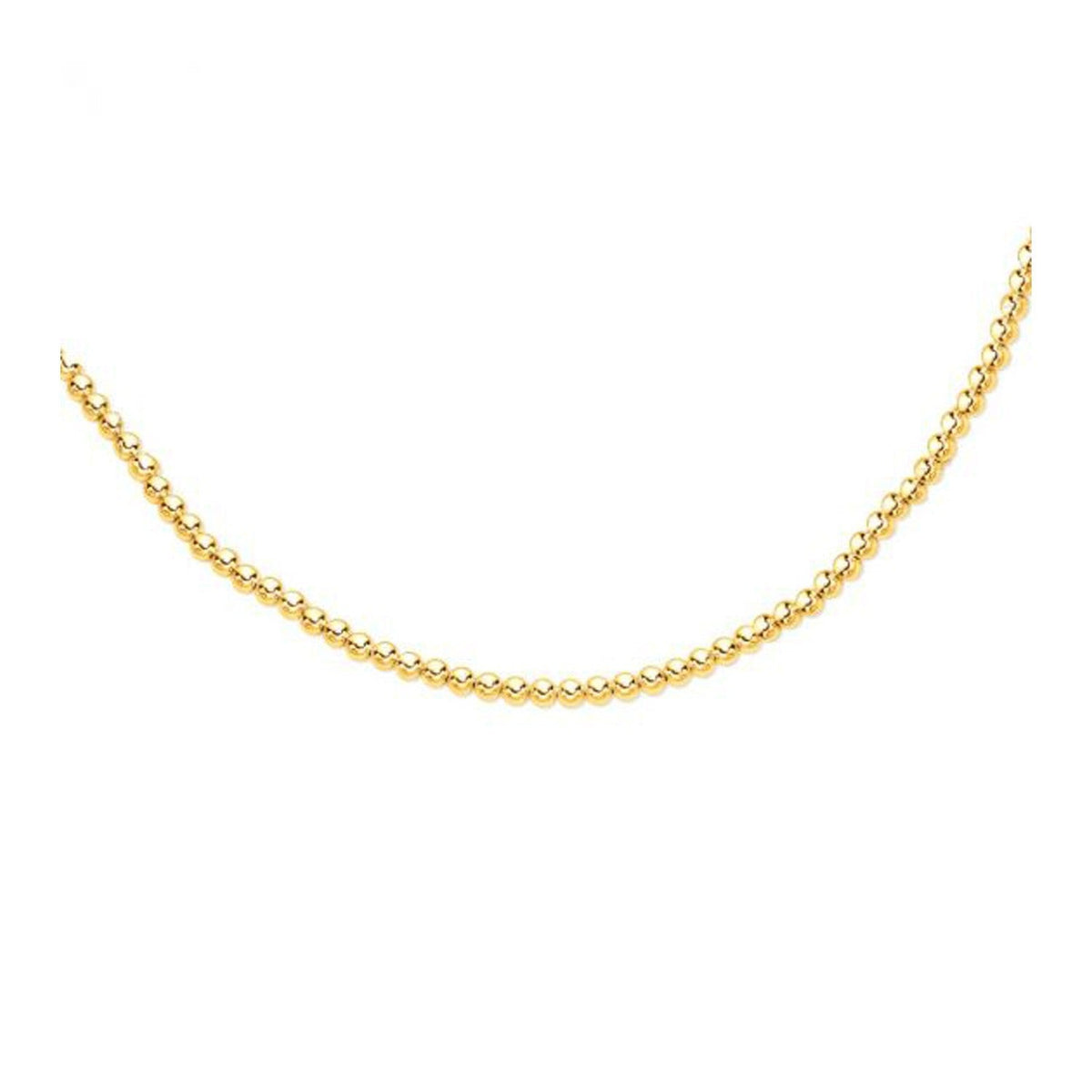 14K Yellow Gold Polished Bead Chain Necklace