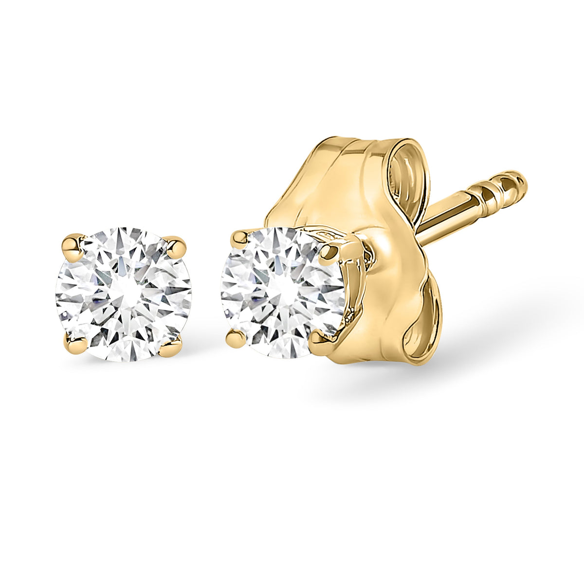 14K Yellow Gold Lab-Grown Diamond Solitaire Stud Earrings