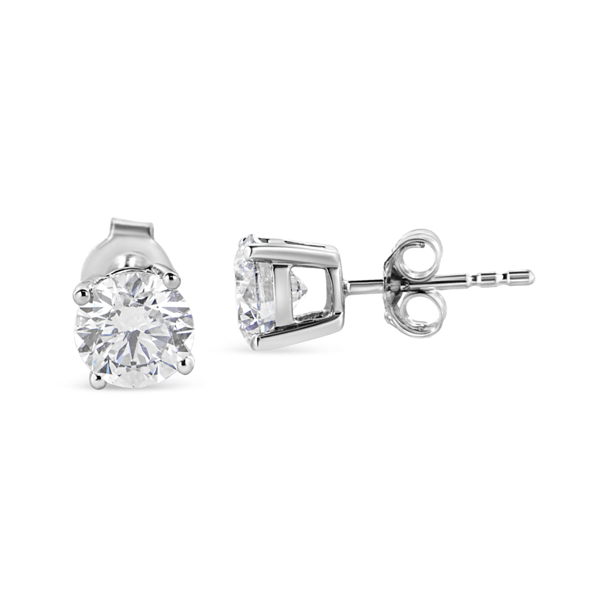 14K White Gold 1 3/4 Cttw Lab Grown Round Brilliant Diamond Solitaire Stud Earrings