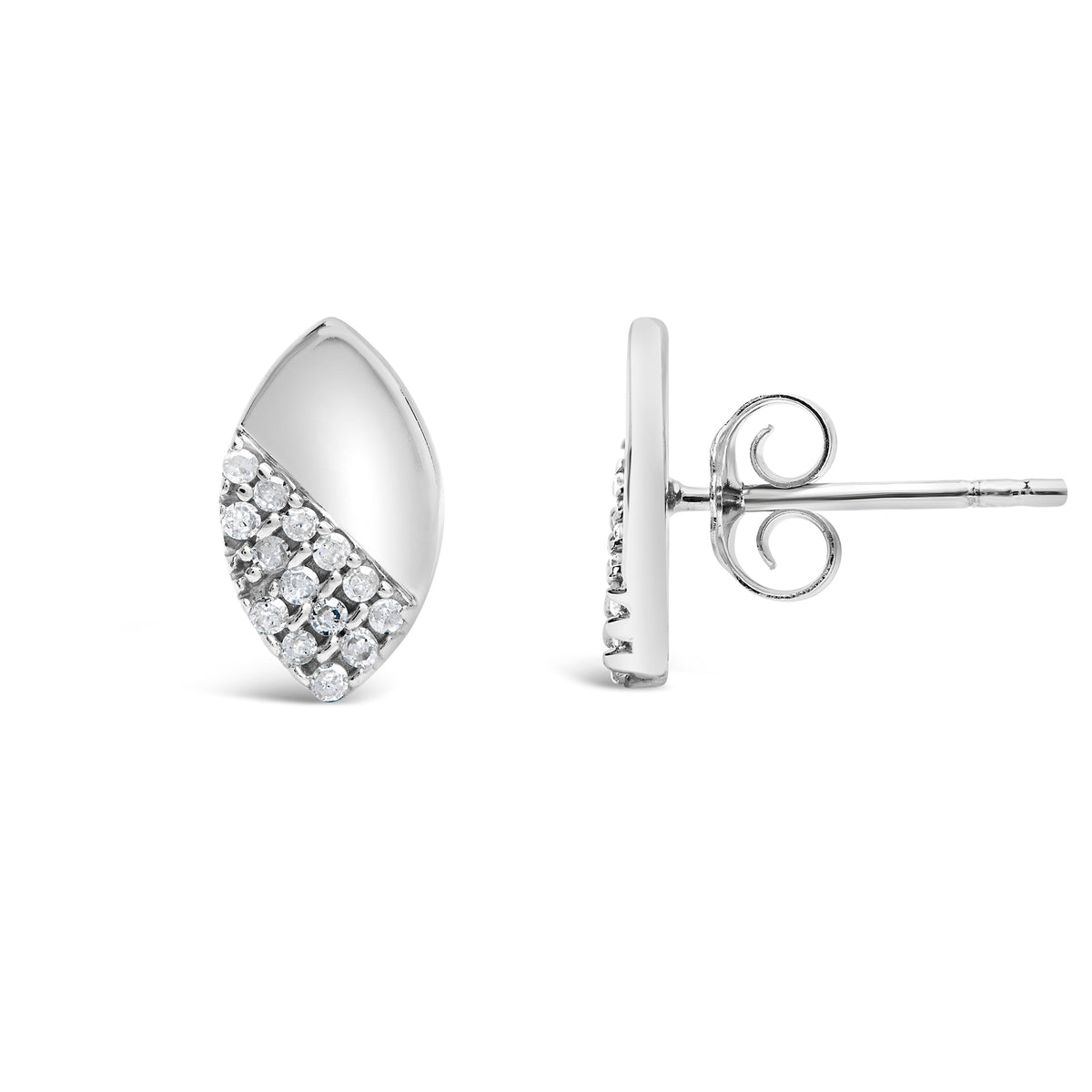 Sterling Silver Diamond Pear Stud Earrings