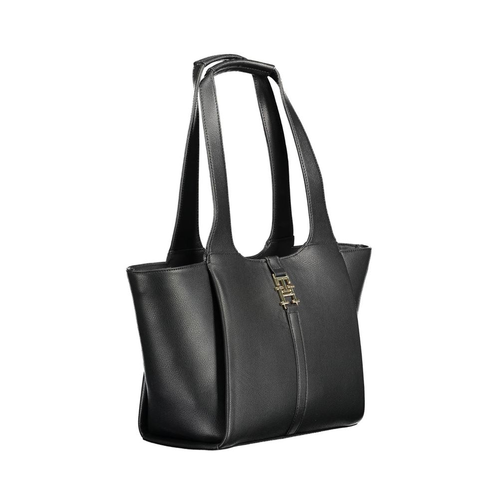 Black Polyurethane Women Handbag
