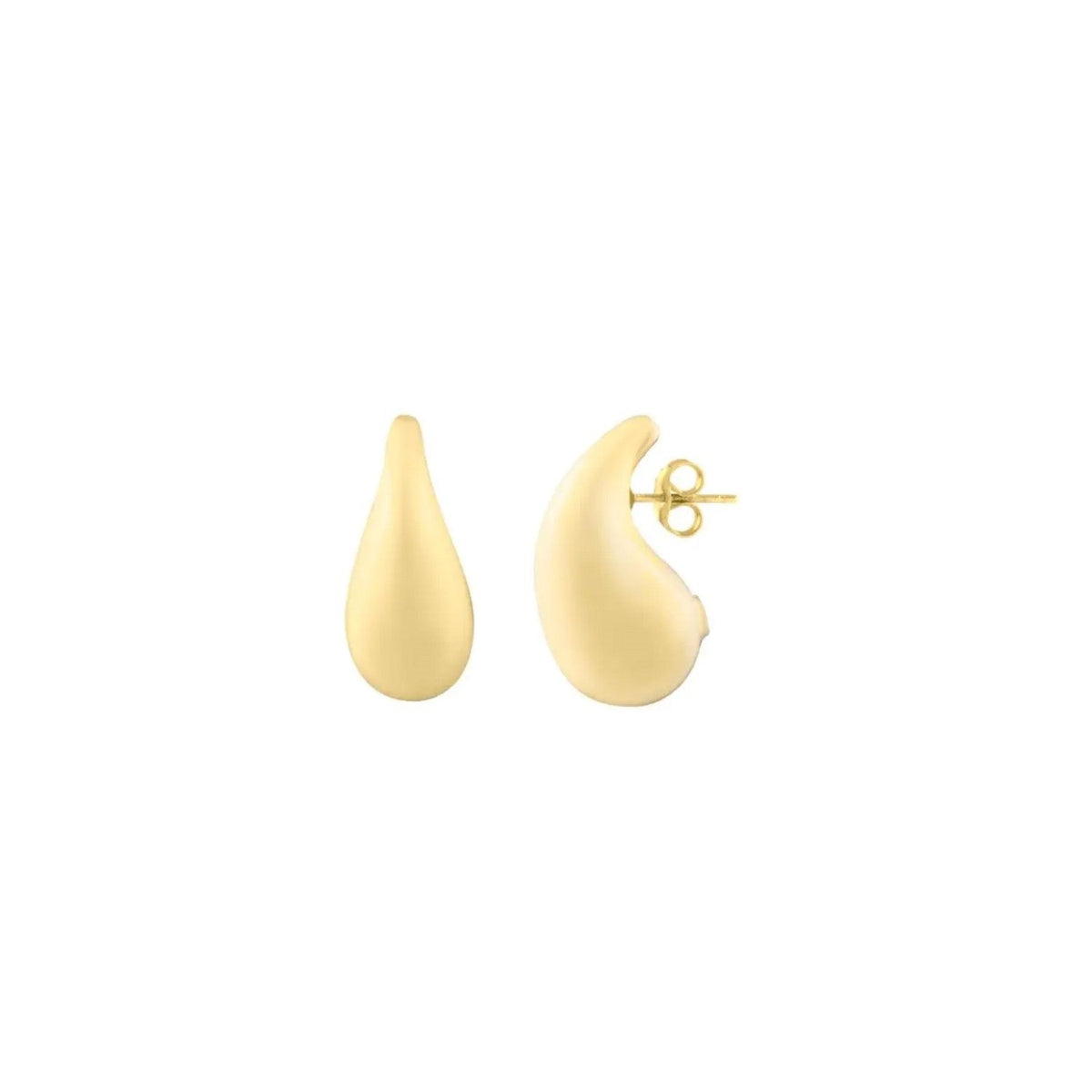 14K Yellow Gold Large Raindrop Stud Earrings