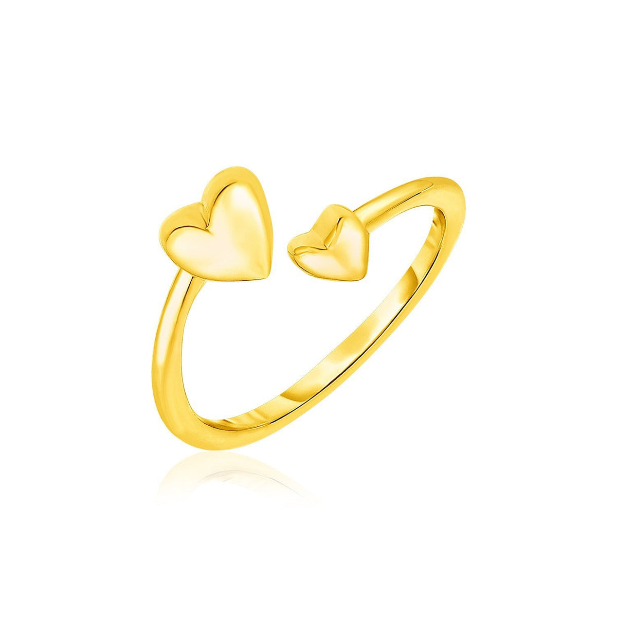 14K Yellow Gold Polished Hearts Bypass Toe Ring