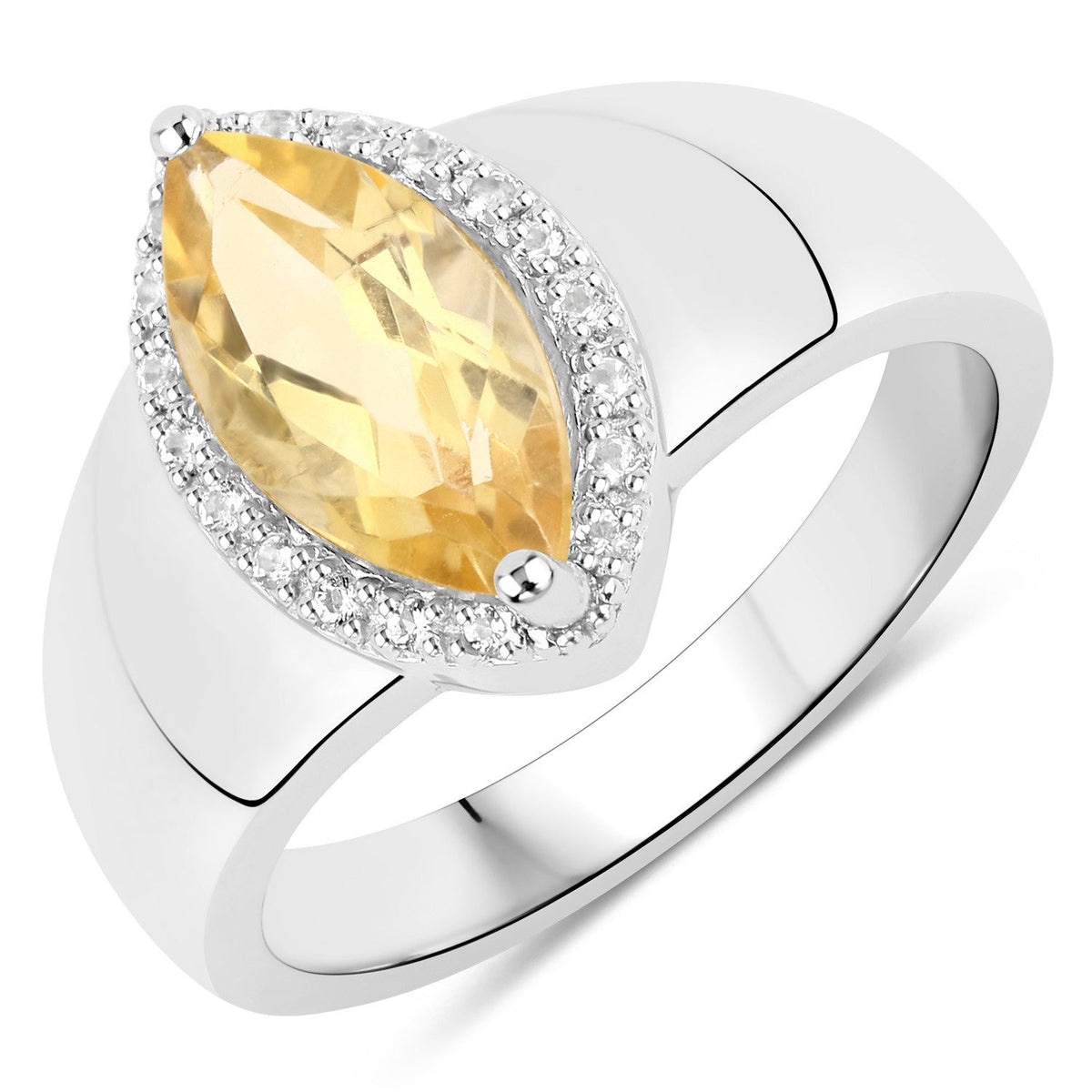 Sterling Silver Citrine & White Topaz Cocktail Ring