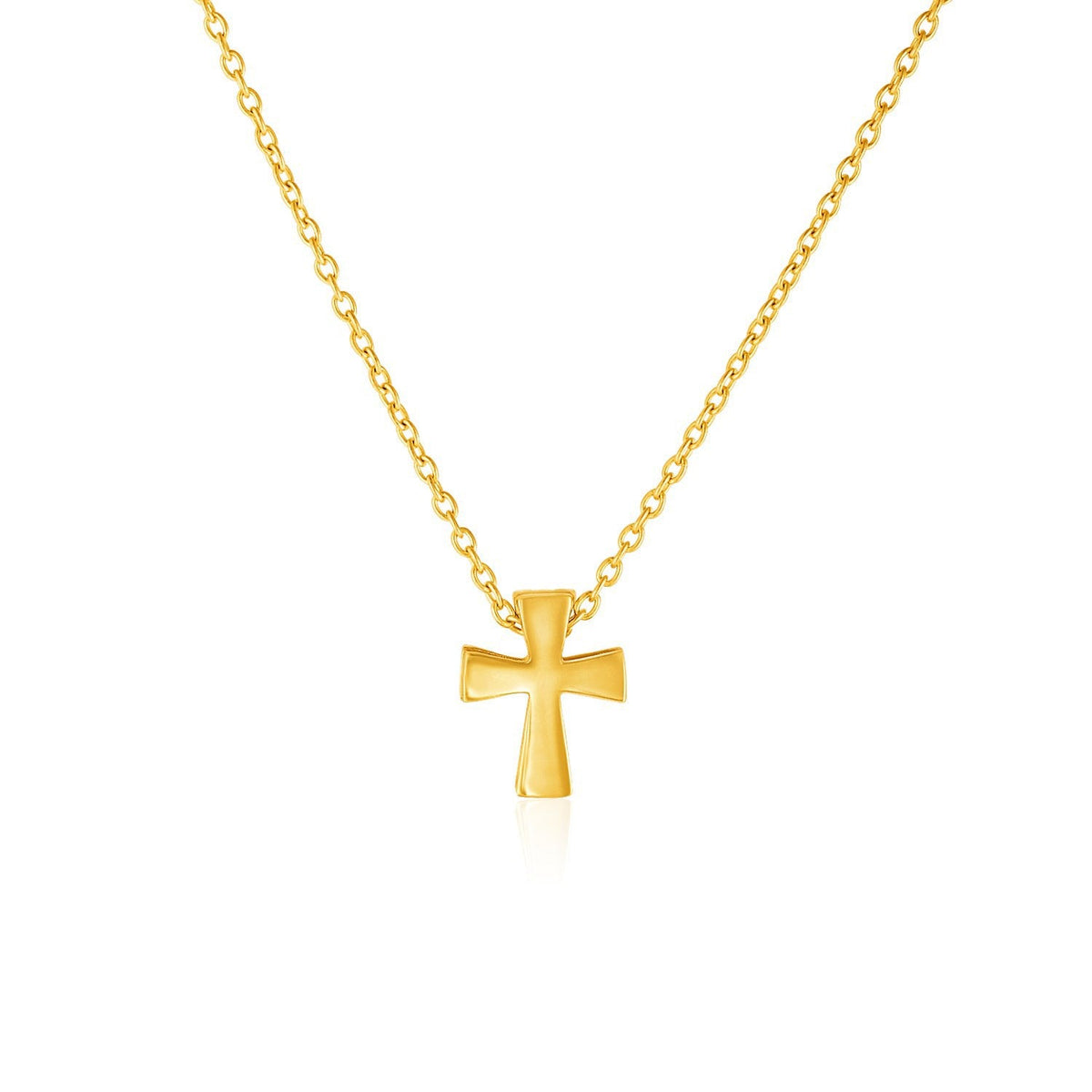 14K Yellow Gold Cross Pendant Necklace